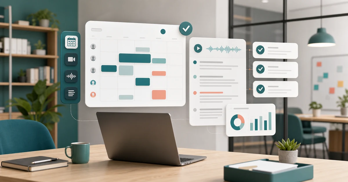 AI meeting software workflow dashboard for small business