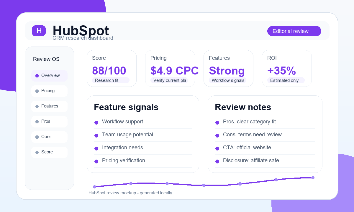 HubSpot research visual with editorial score and review signals
